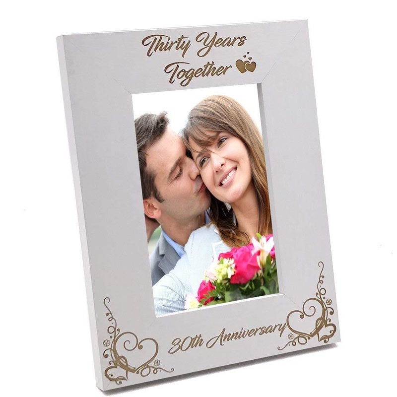 White Wooden 30th Anniversary Photo Frame Gift