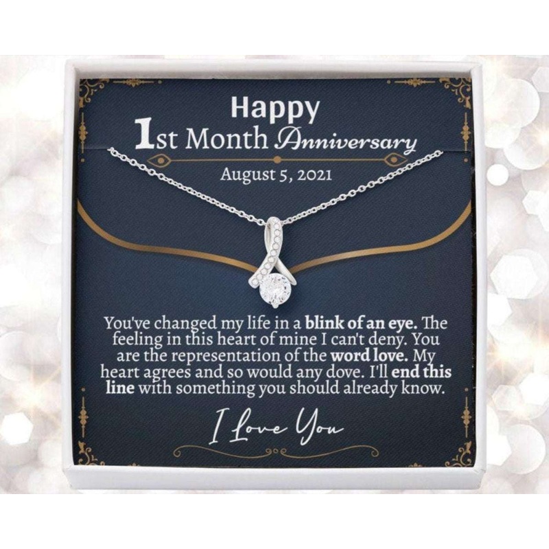 Wife Necklace, Personalized 1 Month Anniversary Necklace, One Month Dating Anniversary, 1 Month Wedding Anniversary Necklace Girlfriend