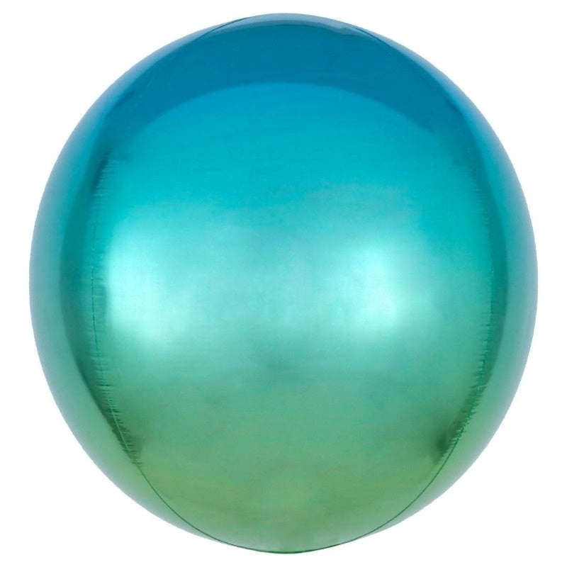 16-inch – Orbz Shape – Ombre Blue and Green Helium-Filled Balloon