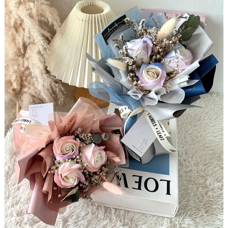 520 Aurora Rosey Artificial Soap Bouquet (Johor Bahru Delivery Only)