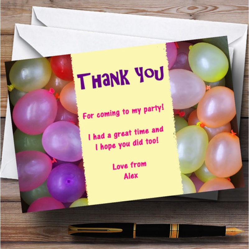 Coloured Balloons Personalised Children’s Party Thank You Cards – The Card Zoo