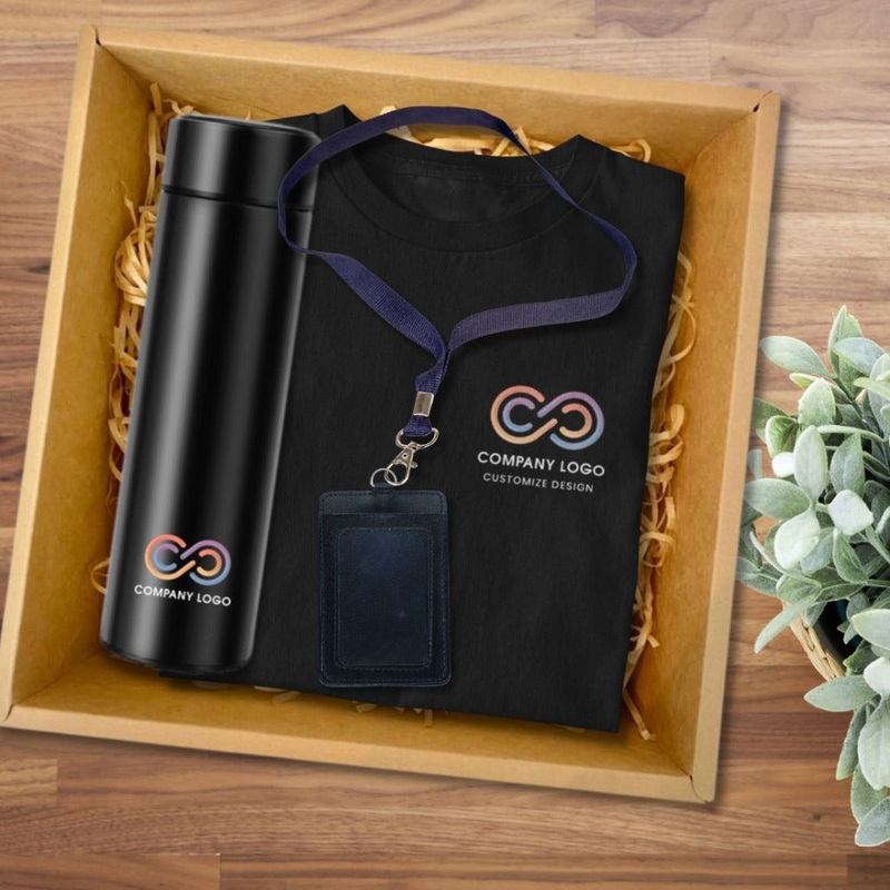 [Corporate Gift] – Customized Smart Temperature Vacuum Flask, Lanyard, PU Badgeholder & T-shirt [with Company Logo] | (West Malaysia Delivery Only)