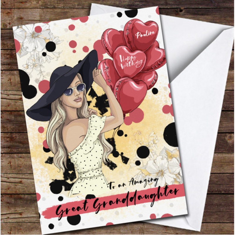 Great Granddaughter Fashion Woman Any Text Personalised Birthday Card – The Card Zoo