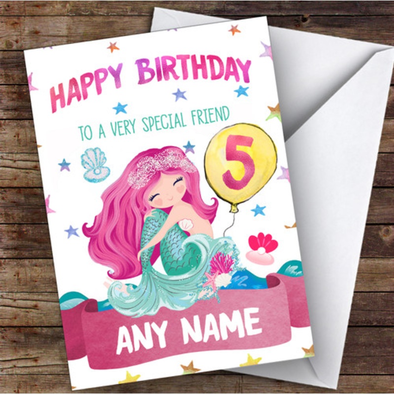 Personalised Girls Birthday Card Mermaid 1st 2nd 3rd 4th 5th 6th Friend – The Card Zoo