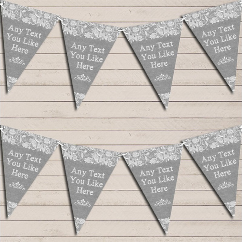 Pretty Lace Grey Tea Party Bunting Garland Party Banner – The Card Zoo