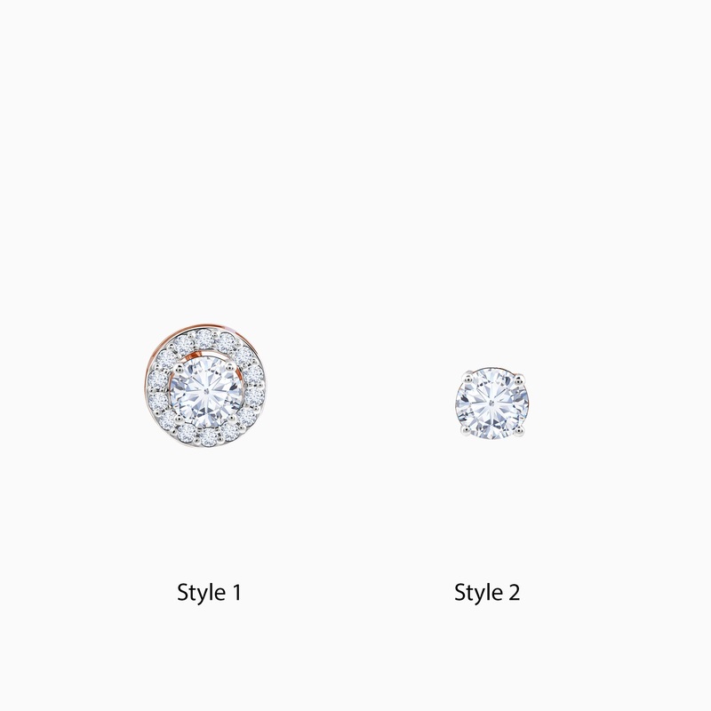 Rose Gold Halo Solitaire Diamond Studs