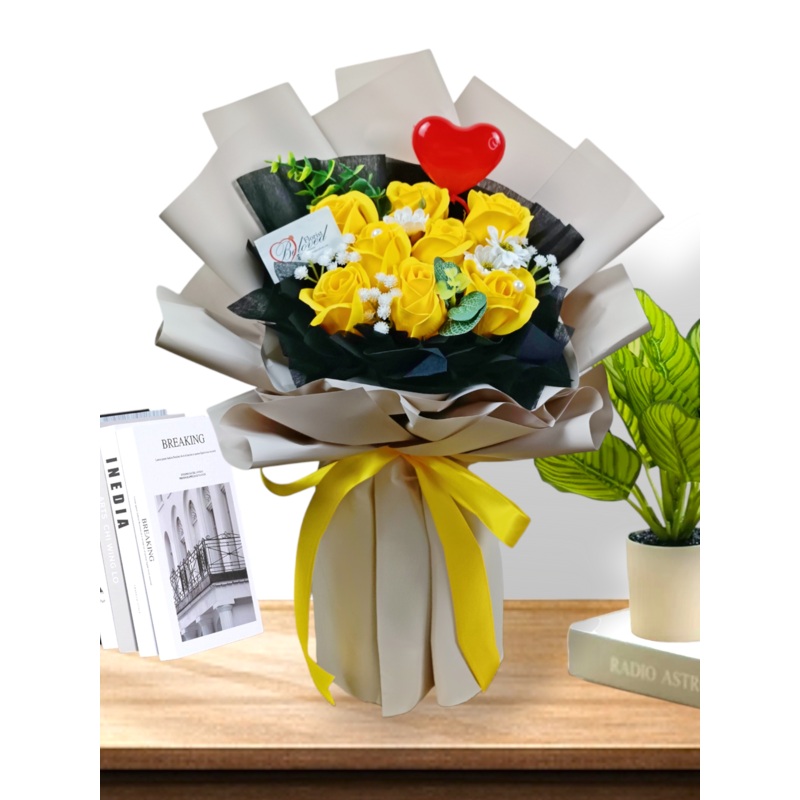 Yellow Soap Rose Bouquet Artificial Flower (Klang Valley Delivery)