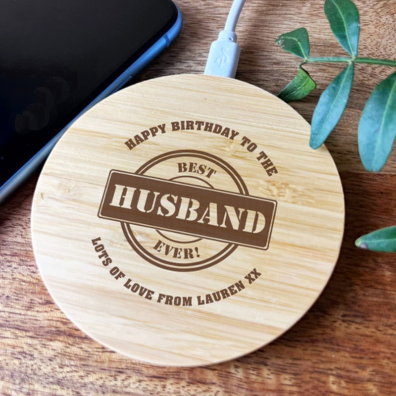 Best Husband Ever Birthday Personalised Round Wireless Phone Charger Pad – The Card Zoo