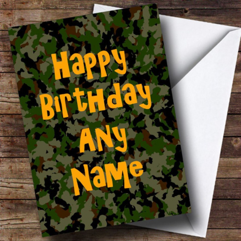 Camouflage Army Soldier Personalised Birthday Card – The Card Zoo