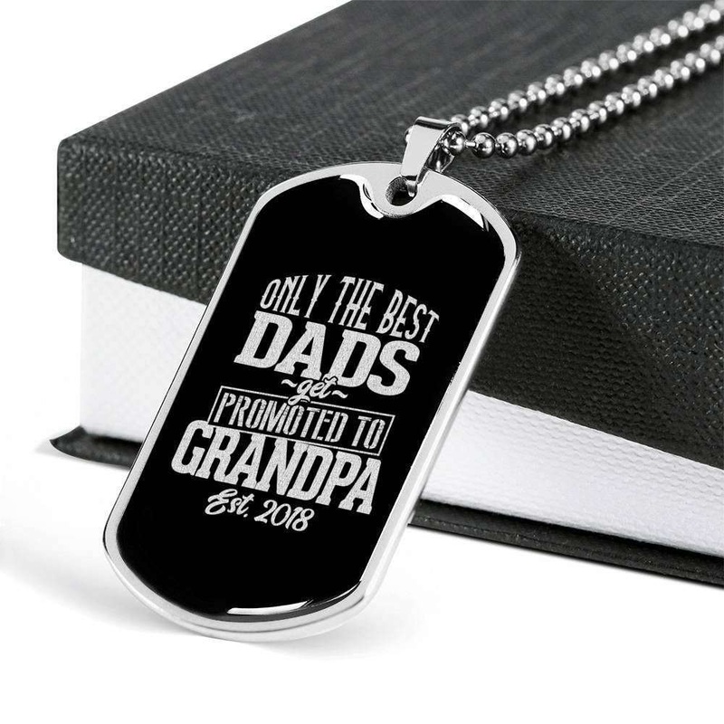 Dad Dog Tag FatherS Day Gift, Only The Best Dads Get Promoted To Grandpa Dog Tag Military Chain Necklace For Dad