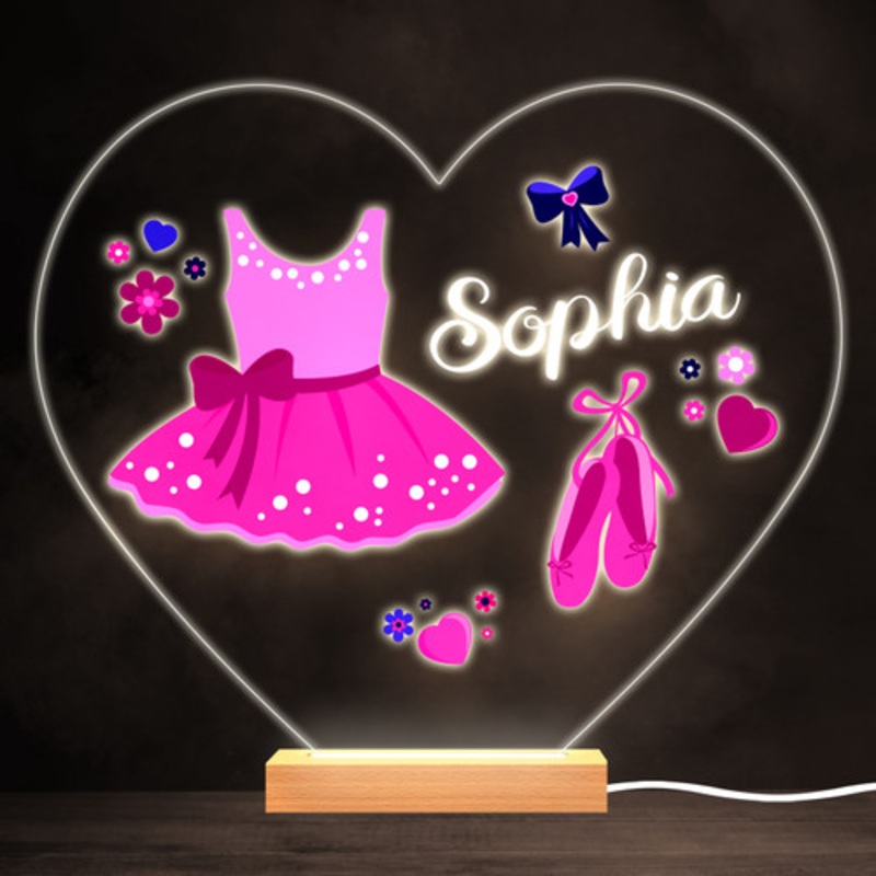 Pink Ballet Ballerina Dancer Outfit Heart Personalised Gift Lamp Night Light – The Card Zoo