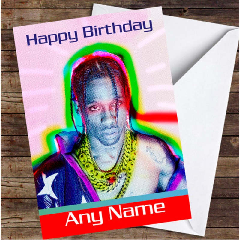 Travis Scott Colourful Neon Chains Personalised Birthday Card – The Card Zoo